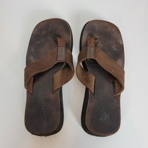 Reef Womens Drift Sandals Size 8 Brown Leather J-Bay Suede Slip-On Flip Flop